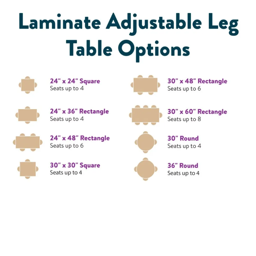 Carolina Laminate 24" x 48" Rectangle Table With Adjustable Legs