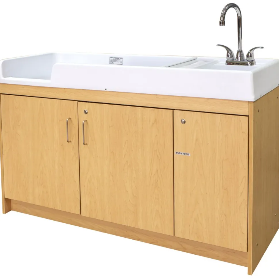 Changing Table with Right Hand Sink Natural Finish