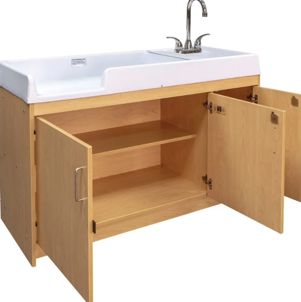 Changing Table with Right Hand Sink Natural Finish