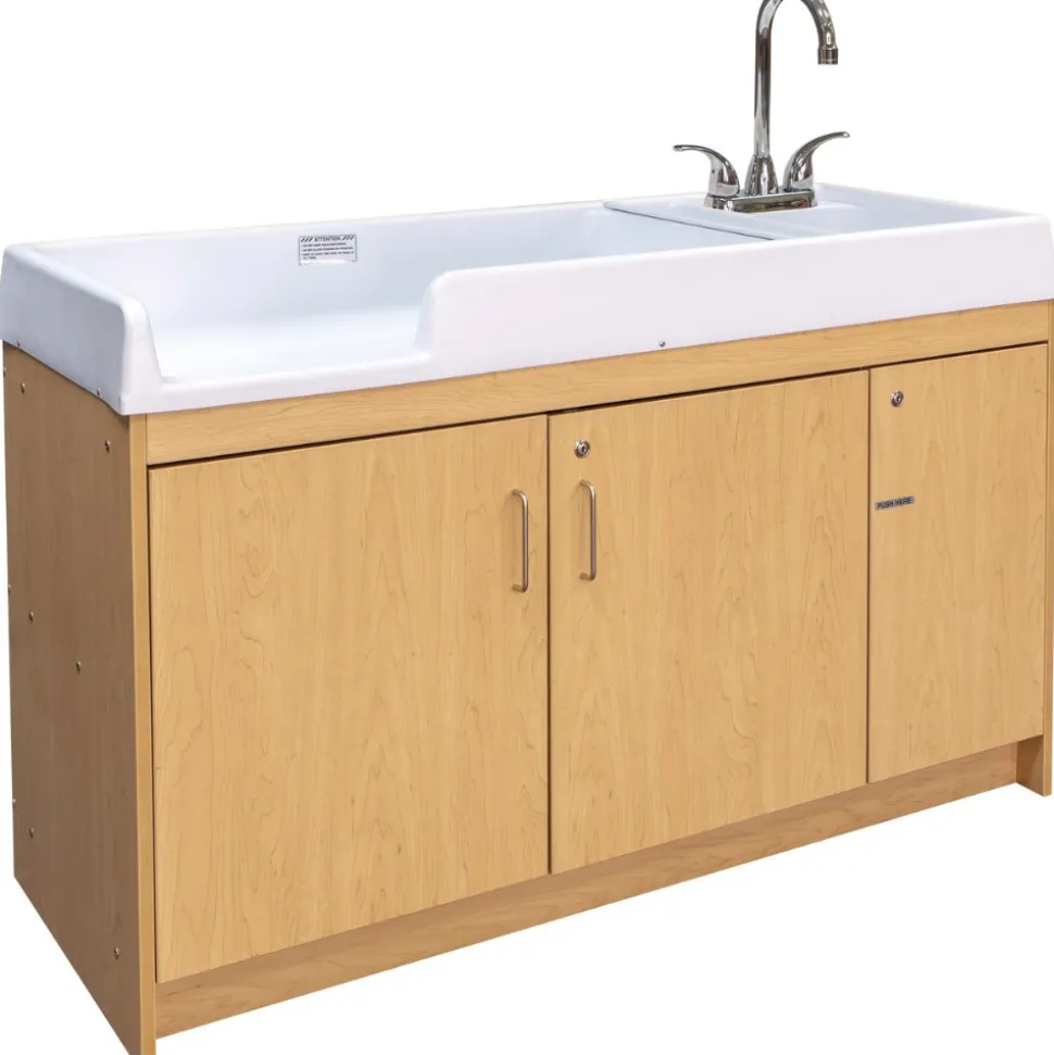 Changing Table with Right Hand Sink Natural Finish