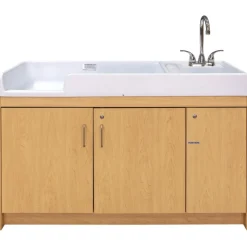 Changing Table with Right Hand Sink Natural Finish