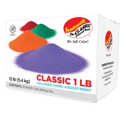Classic 1 lb Rainbow Colored Play Sand 12 Color Assortment