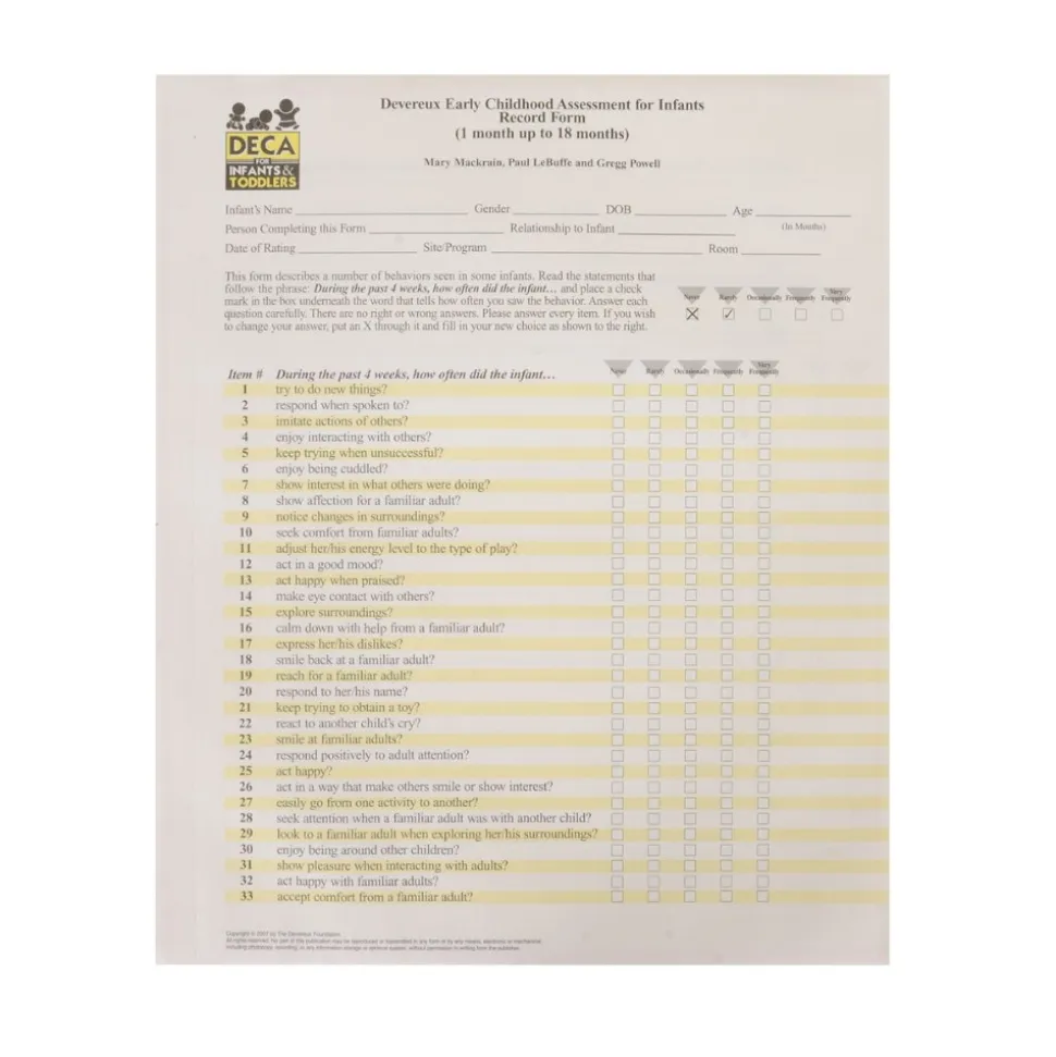 DECA Early Childhood Assessment for Infants/Toddlers DECA-I/T Kit