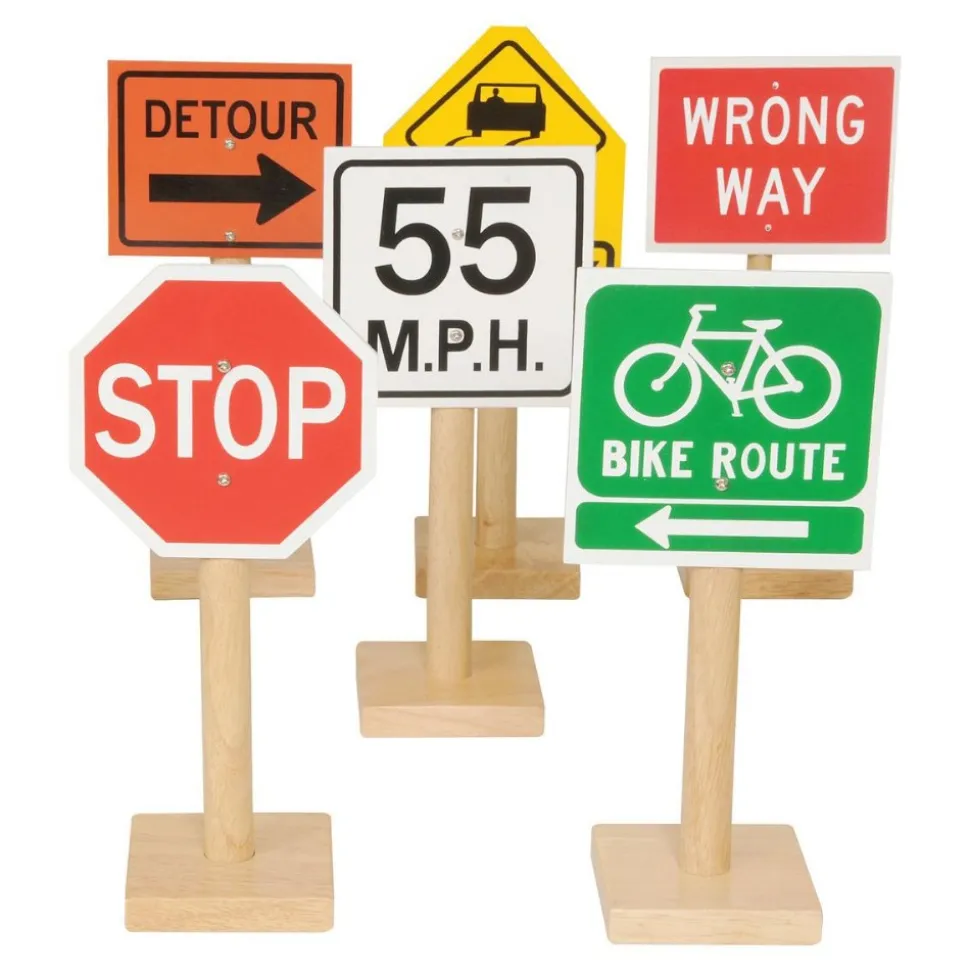 Deluxe International Traffic Signs with Wooden Bases
