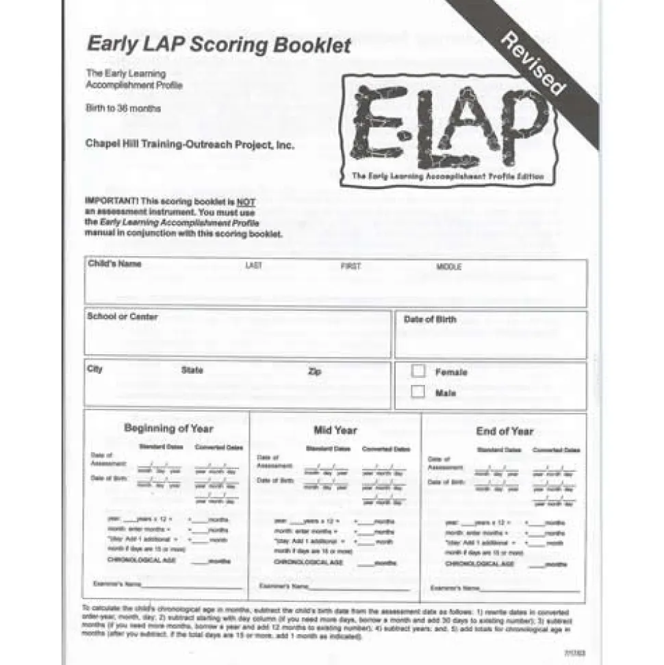 E-LAP™ Scoring Booklets 20 English