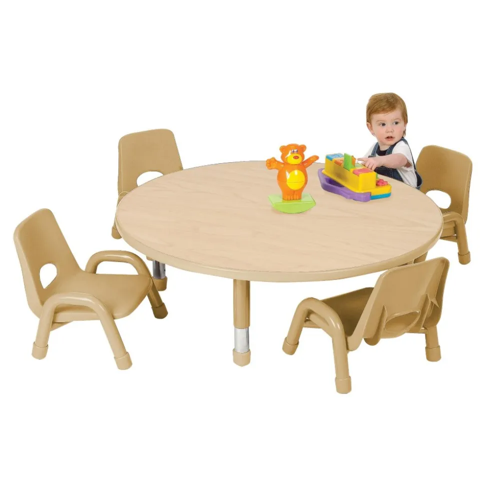 Nature Color Chunky 32" Round Table with 12" 16" Adjustable Legs