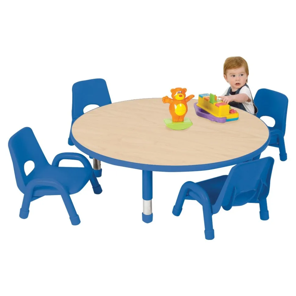 Nature Color Chunky 32" Round Table with 12" 16" Adjustable Legs