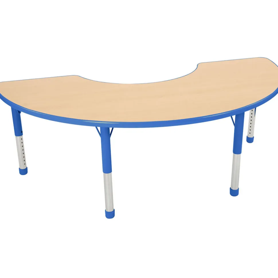 Nature Color Chunky 36" x 72" Half Moon Table with Adjustable Legs