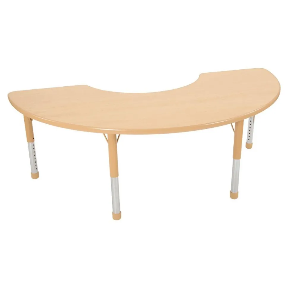 Nature Color Chunky 36" x 72" Half Moon Table with Adjustable Legs