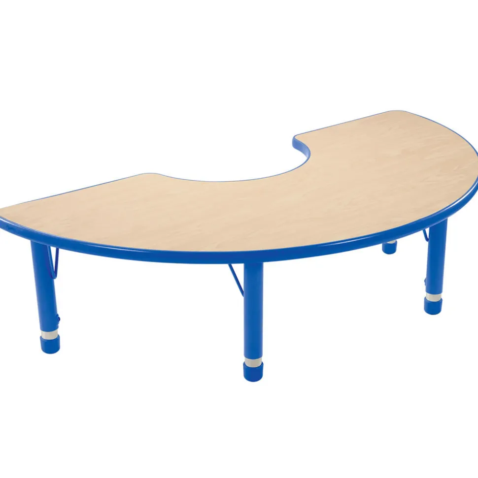 Nature Color Chunky 36" x 72" Half Moon Table with Adjustable Legs