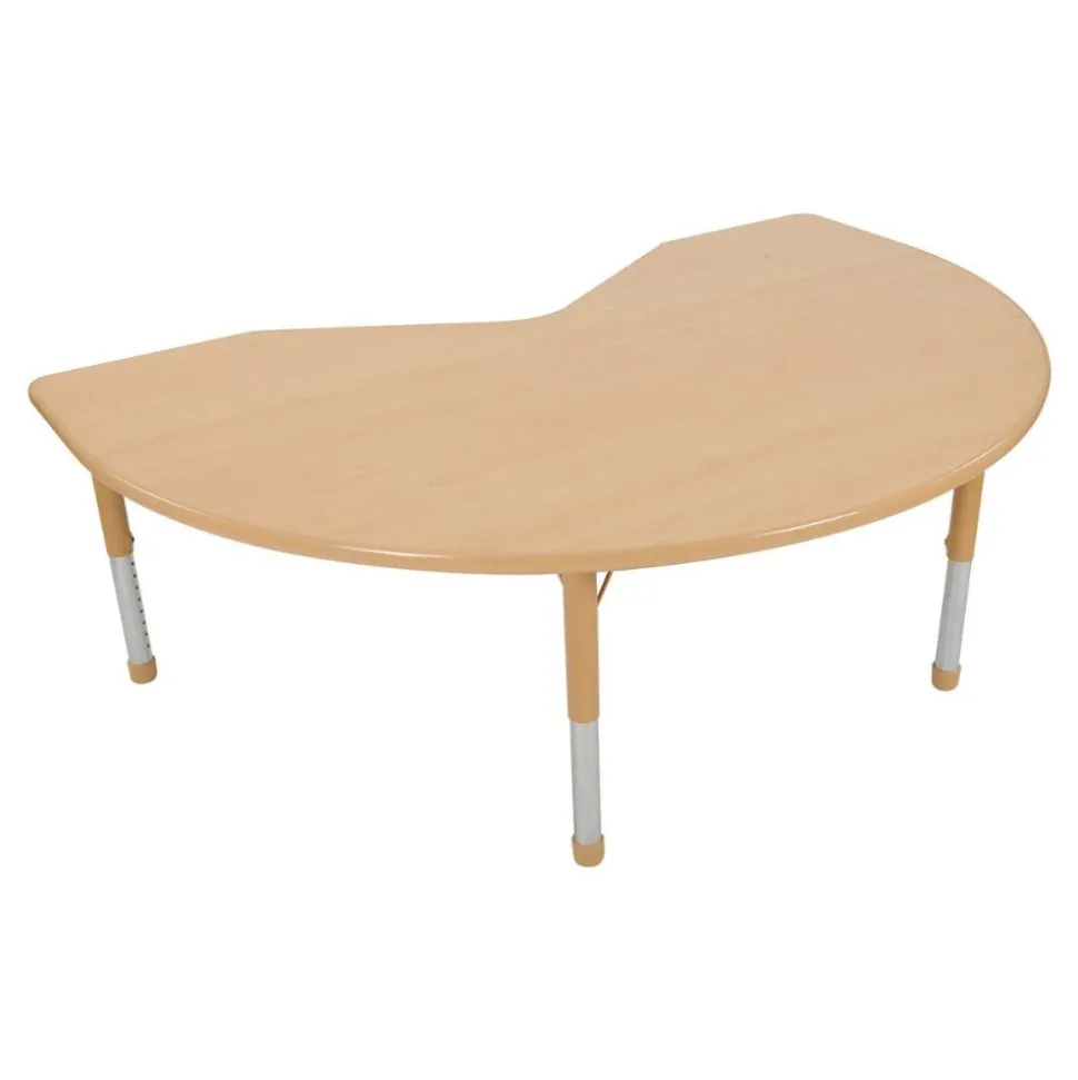 Nature Color Chunky 48" x 72" Kidney Table with Adjustable Legs