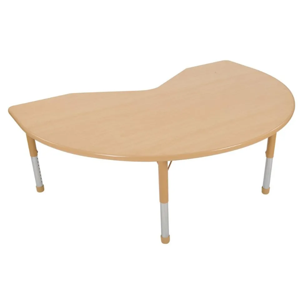 Nature Color Chunky 48" x 72" Kidney Table with Adjustable Legs
