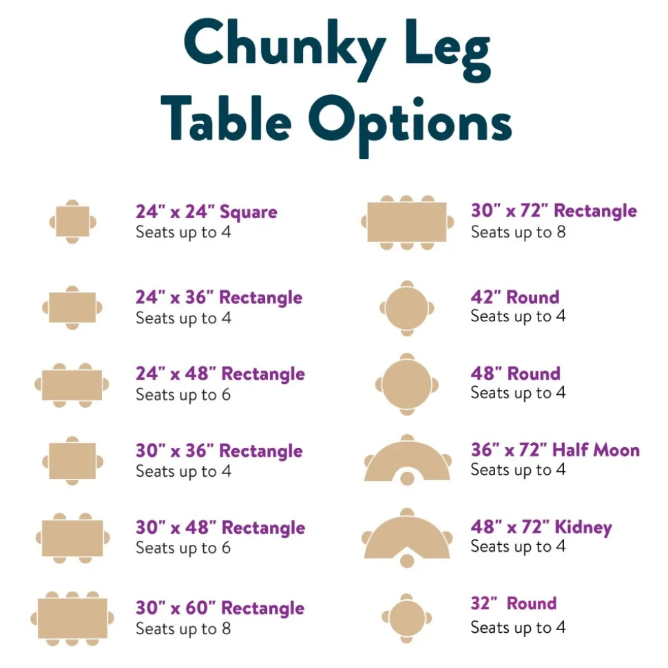 Nature Color Chunky 30" x 48" Table with Adjustable Legs