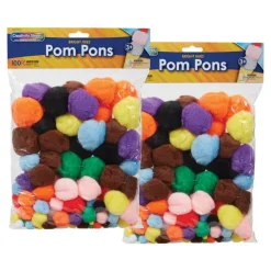 Pom Poms with Bright Hues 200 CountAssorted Sizes