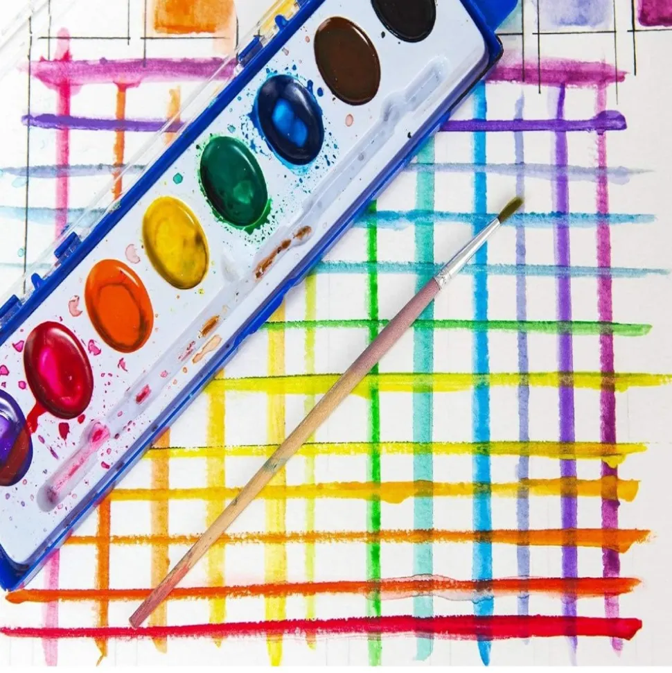 8 Washable Watercolor Paint Trays with Brush