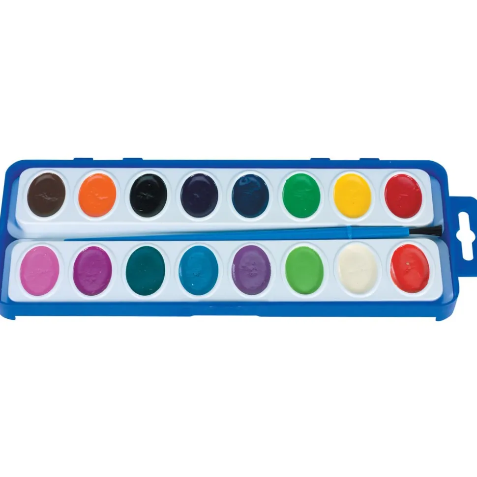 16 Watercolor Paint Trays with Brush
