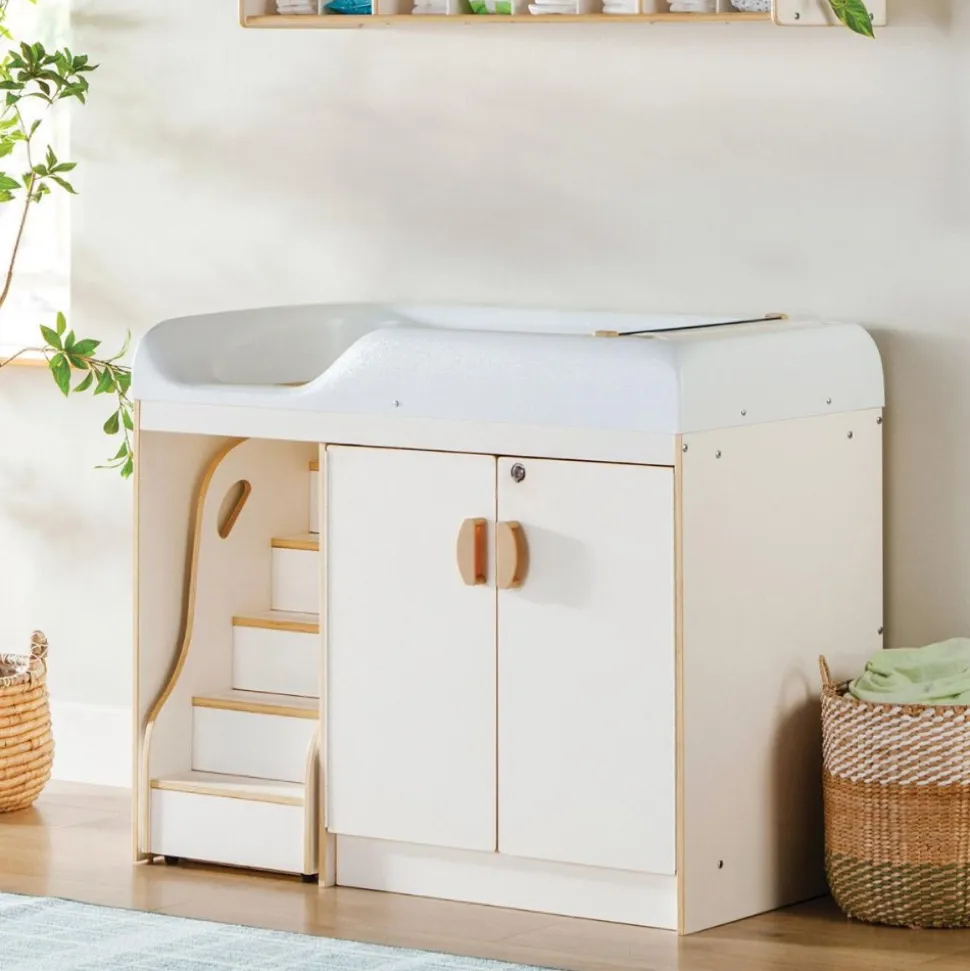 White Changing Table with Stairs