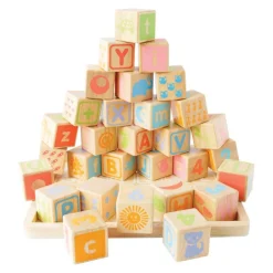 Wooden ABC Learning Blocks with Storage Tray