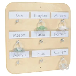 Wooden 9 Hook Pacifier Holder