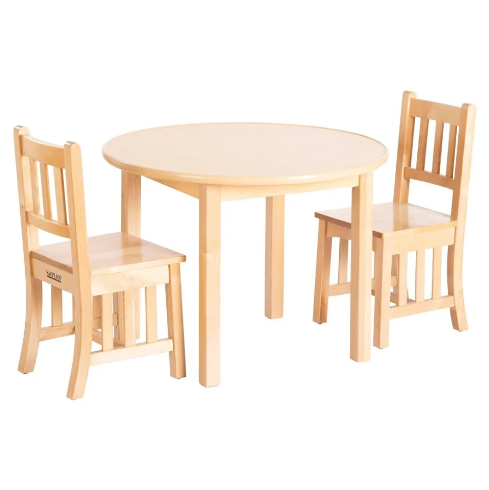 Wooden Round Mission Table with 2 Chairs