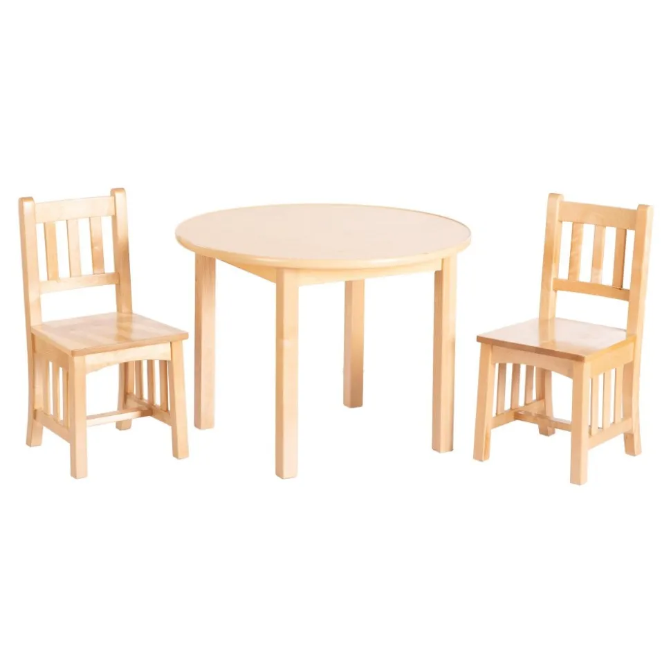 Wooden Round Mission Table with 2 Chairs