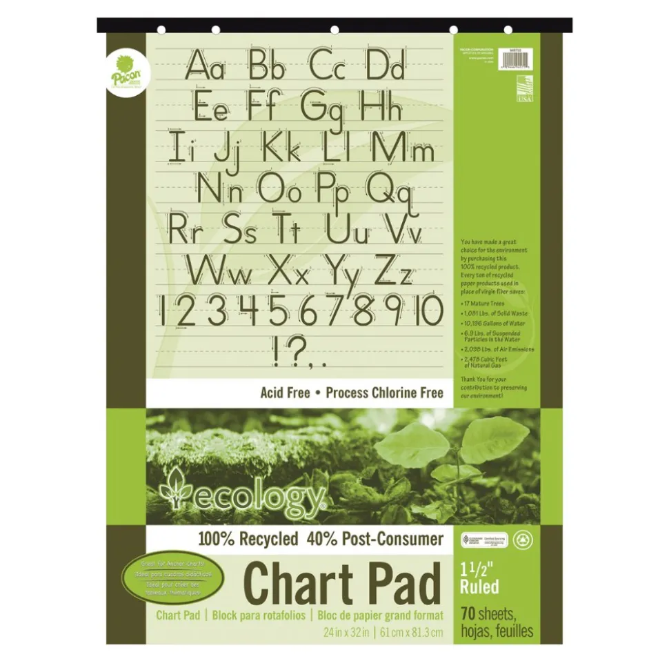 24" x 32" Eco-Friendly Recycled Chart Pad 1.5" Ruled